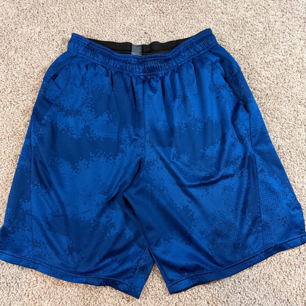 Champion C9 Athletic Shorts Mens Large Blue Camo Gym Basketball 041-01-3578 Good